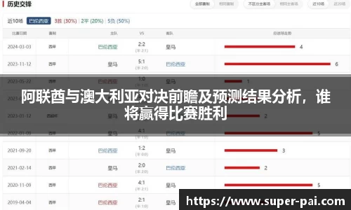 阿联酋与澳大利亚对决前瞻及预测结果分析，谁将赢得比赛胜利